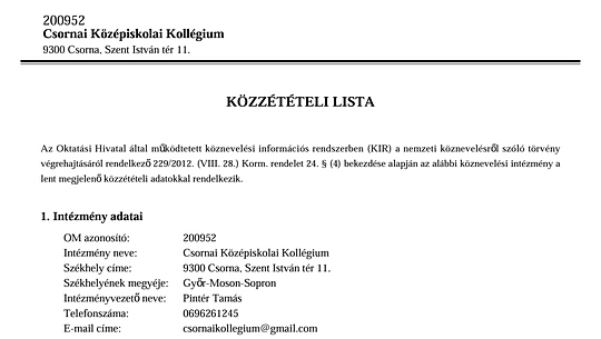 Közzétételi lista